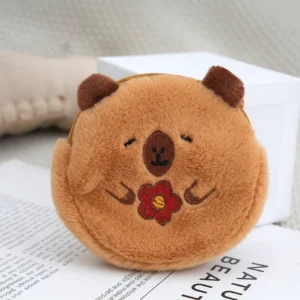 Capybara runde Plüsch Geldbörse Flower Design fuer Capybara Fans