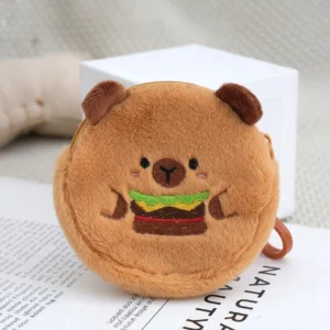 Capybara runde Plüsch Geldbörse Burger Design fuer Snack Liebhaber