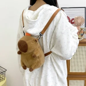 Capybara Plüsch Rucksack mit 3D Sitz Design, weiches Plüschmaterial