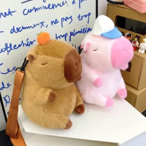 Capybara Plüsch Rucksack Niedlicher Mini Stuffed Animal Bag in Braun und Rosa