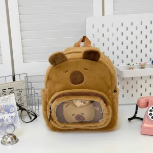 Capybara Plüsch Rucksack mit durchsichtiger Ita Fenster sakura pink