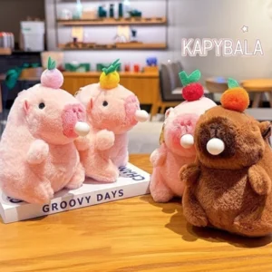 Capybara Plüsch Schlüsselanhänger mit Blasenfunktion beim Drücken, weicher dekorativer Anhänger