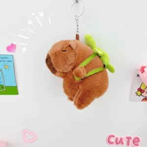 Capybara Plüsch-Schlüsselanhänger mit Schildkrötenrucksack, weicher Capybara Plüsch-Anhänger