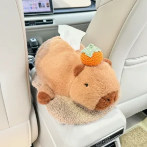 Capybara Plüsch Taschentuchbox für Auto und Zuhause, orange Deko
