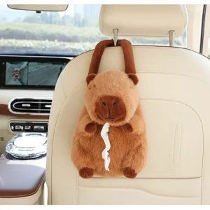 Capybara Plüsch Taschentuchhalter auf Armlehne im Auto