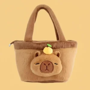 Weiche Capybara Plüsch Tragetasche mit 3D Yuzu Orange Detail