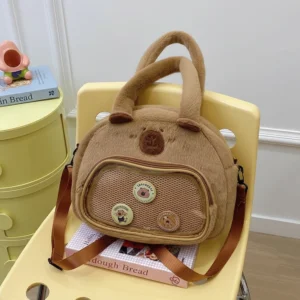 capybara plush ita tote bag mit klarsichtfenster von vorne