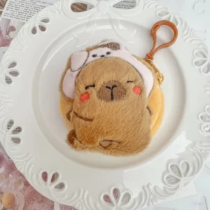 Niedliche Capybara Portemonnaie weiche Plush Münzbörse mit Hasen Kostüm