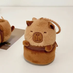 Capybara Portemonnaie - zylindrische Plush Aufbewahrungstasche mit Silikon-Schlaufe