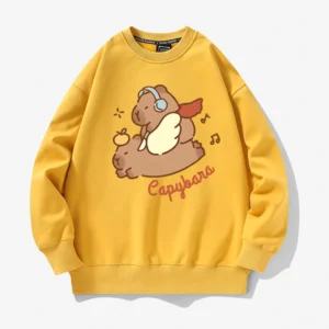 Capybara pullover mit musical angel und yuzu zitrone motiv
