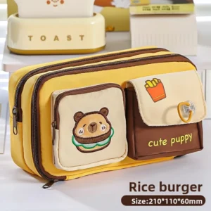 Capybara Reis Burger Mäppchen mit Stickerei, niedliche Capybara Federtasche