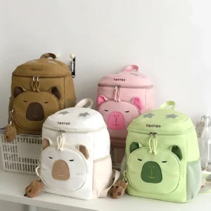 Capybara Rucksack mit Plüschanhänger für Schule und Alltag in vier Farben