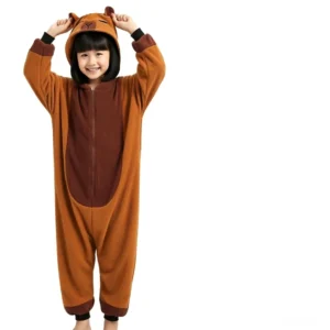Kind in niedlichem Capybara Pyjama Kigurumi, Kinder Capybara Schlafanzug