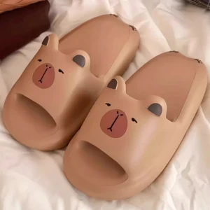 Süsse Capybara Schlappen mit 3D Ohren, weiche Badeschlappen für Zuhause