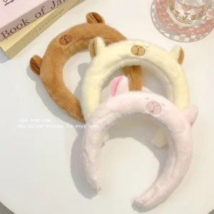 Capybara Stirnband mit Ohren braun - weicher Plüsch Capybara Haarreif