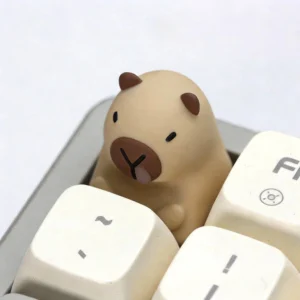 Handgefertigte 3D Capybara Tastenkappe aus Harz im Stil Gemütliche Kapuze für mechanische Tastaturen