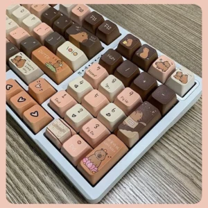 Capybara Tastenkappen Set mit warmer Kaffee Farbpalette für mechanische Tastaturen