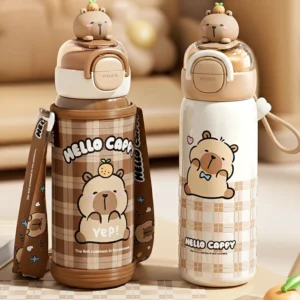 Capybara Isolierflasche Thermoskanne mit 3D Capybara Aufsatz