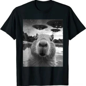 Capybara UFO T-Shirt weiß vorne Motivansicht