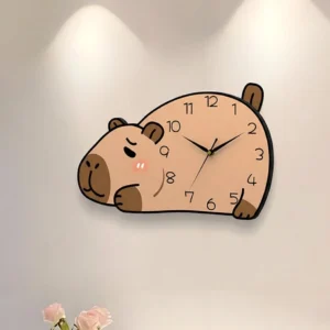 Capybara Wanduhr mit wackelndem Schweif - entspannte Capybara Dekoration für die Wand