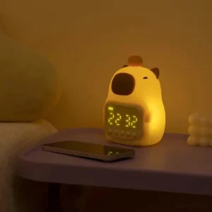 Capybara Wecker Nachtlicht mit aktiviertem warmen LED Licht