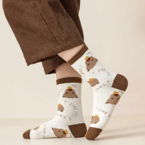 Niedliche Cartoon Capybara Socke für Kinder mit Yuzu Motiv