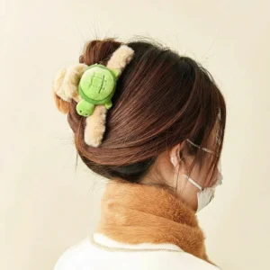 Doppelseitige Plüsch Capybara Haarspange im Best Friends Design mit Capybara und Schildkröte