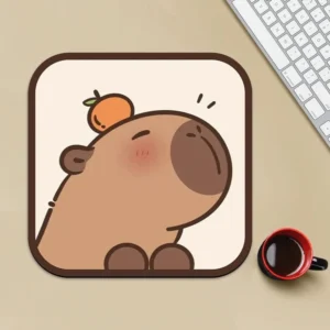 Eckiges Capybara Mauspad mit liebevollem Design, Stil 2