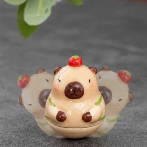 Einzelne wackelnde Capybara Keramik Mini Figur als Schreibtisch Deko