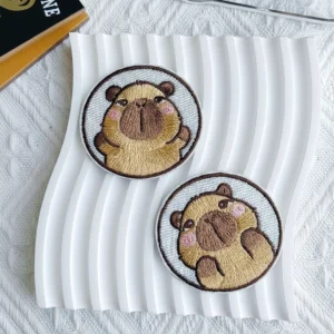 Einzelner runder Capybara Patch mit niedlichem Motiv, Capybara Aufbügler