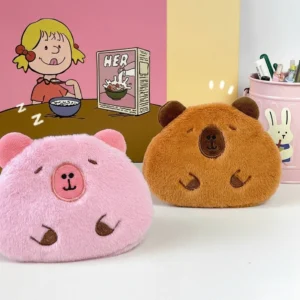 Flaches Plüsch Capybara Portemonnaie mit Inhalt, Capybara Geldbeutel für kleine Accessoires