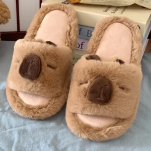 Flauschige 3D Capybara Plüsch Schlappen, warme Winter Hauspantoffeln