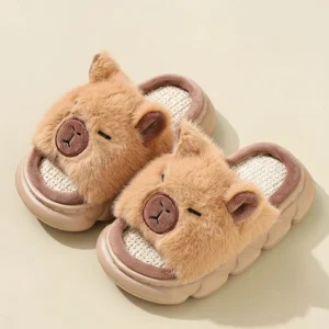 Flauschige 3D Capybara Schlappen Plüsch Hauspantoffel für zu Hause