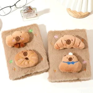 Flauschiges Capybara Plüsch Notizbuch A5 mit 3D Charms Produktübersicht