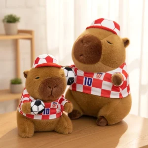 Fußball Capybara Kuscheltier Modrić #10 im rot weiß karierten Trikot