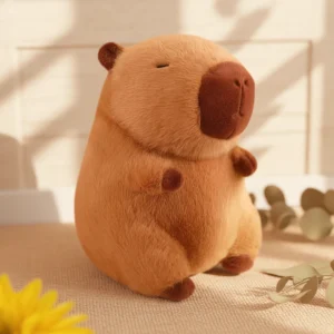 Ganzkörper-Ansicht großes rundes schlafendes Capybara Kuscheltier