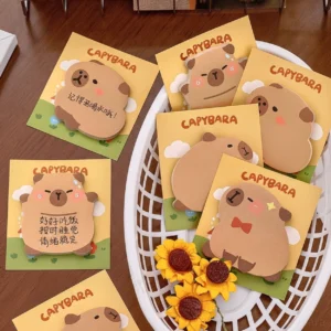 niedliche gestanzte capybara haftnotizen in vier verschiedenen posen