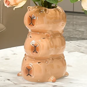 Gestapelter Capybara Keramik Blumentopf als Deko Vase