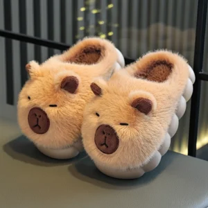 graue kinder capybara plüsch hausschuhe mit niedlichem 3d cartoon design