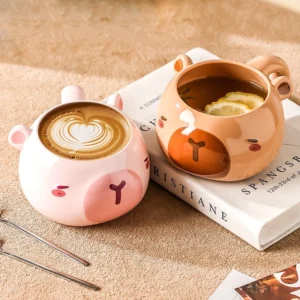Große Capybara Tasse in Rosa und Braun als Vorschau