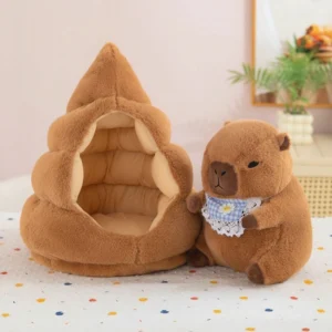 Großes Capybara Kuscheltier mit Kacknest Haus komplett aufgestellt
