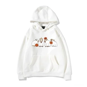 Halloween Geister Capybara Kapuzenpullover schwarz mit süßem Capybara Muster