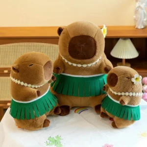 Hula Capybara Kuscheltier mit Hawaii Outfit von vorne