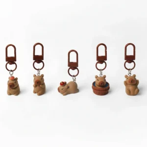 Kaffee Capybara Taschenanhänger Set, 5 verschiedene Capybara Motive