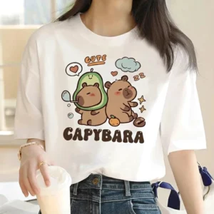 Kawaii Capybara Onsen Unisex T-Shirt mit entspanntem Capybara Motiv