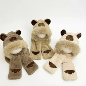 Kinder Capybara 3-in-1 Kapuzen-Schal mit Handschuhen, Produktansicht