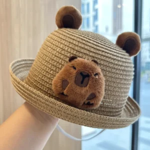 Khaki Kinder Capybara Stroh Fischerhut für Jungen und Mädchen