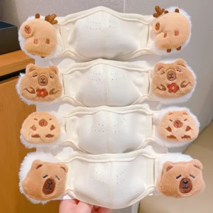 Kinder Capybara Maske mit Plush Ohrenwärmer Winter Accessoire