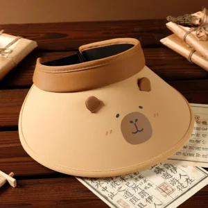 Klassische Capybara Baseballkappe mit 3D Ohren im Milchtee-Beige