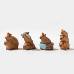 Komplettes 7-teiliges Capybara Figur Set mit verschiedenen handbemalten Mini Capybara Spielfiguren